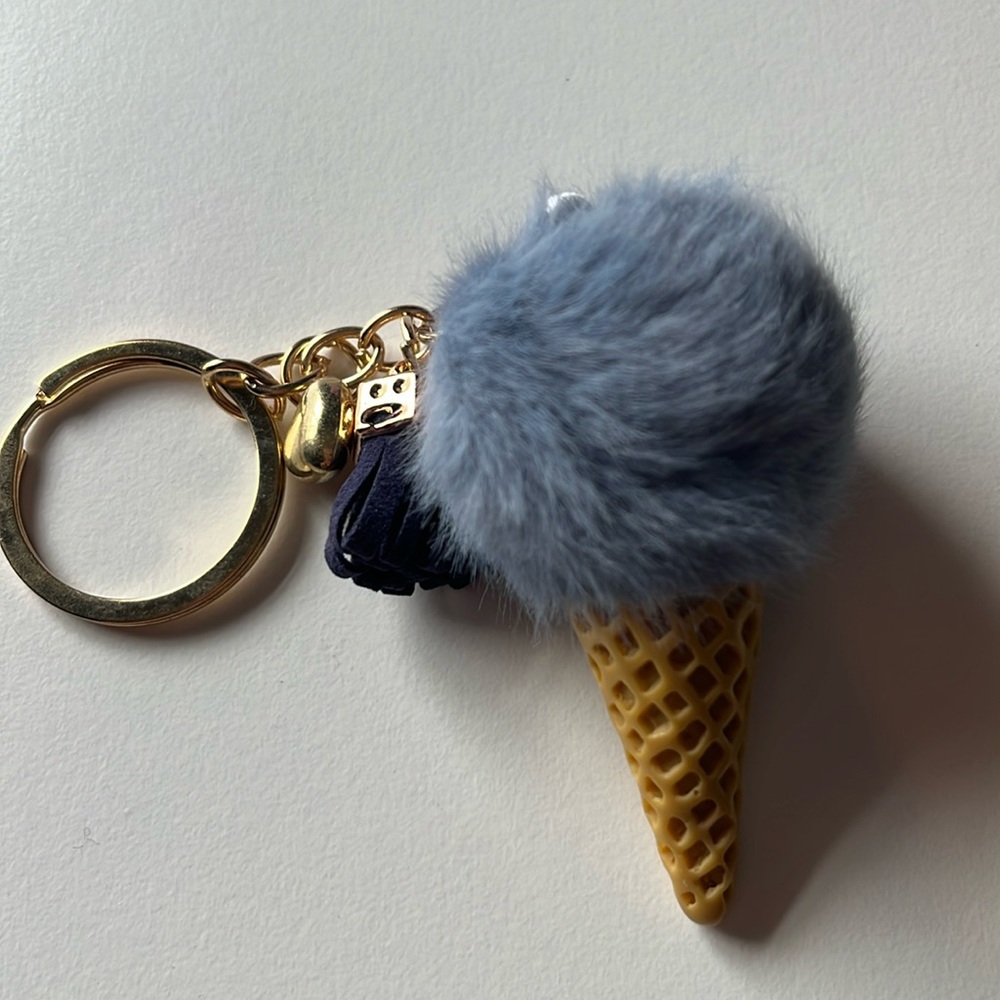Blue Ice Cream Cone key Chain New